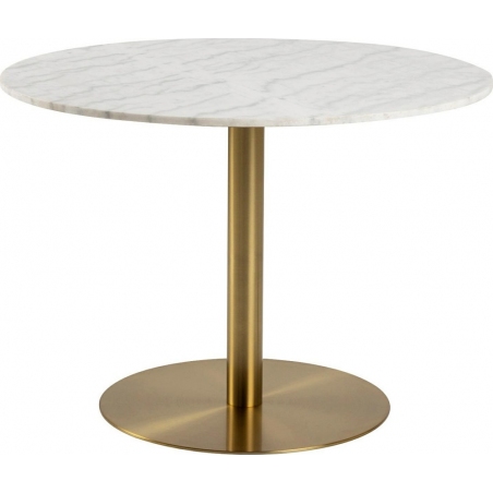 Corby 105 marble&amp;brass one leg round dining table Actona