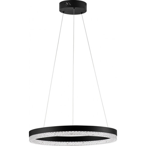 Giulia LED 40cm black round pendant chandelier with crystals