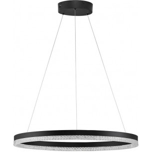 Lampa wisząca okrągła z kryształkami Giulia LED 60cm czarna