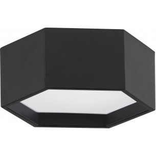 Leoni LED 25cm 3000K black modern hexagon ceiling lamp