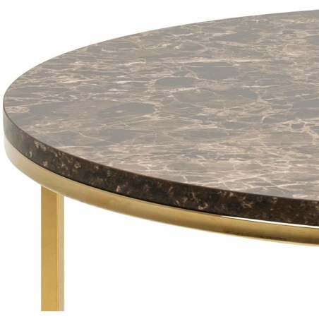 Alisma 80 round coffee table with marble top and gold base Actona