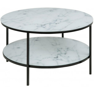 Alisma II 80 black marble coffee table with shelf Actona