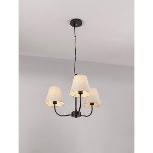 Eleni III 52cm cream&amp;black pendant chandelier with lampshades