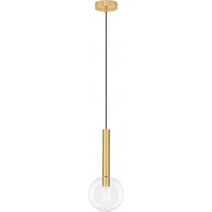 Sophia V 15cm clear&amp;gold glass glamour pendant lamp