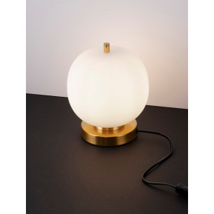 Tamo 18.5cm white&amp;brass glass table lamp