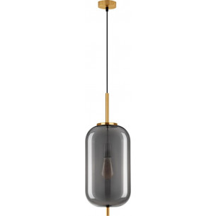 Lampa wisząca szklana glamour Tamo 22cm szkło dymione / złoty mosiądz