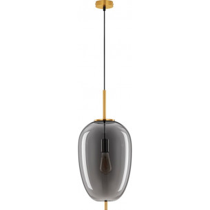 Tamo 27cm smoked glass&amp;golden brass glamour glass pendant lamp