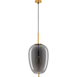 Lampa wisząca szklana glamour Tamo 27cm szkło dymione / złoty mosiądz