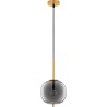 Tamo 18.5cm smoked glass&amp;golden brass glamour glass pendant lamp