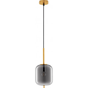 Lampa wisząca szklana glamour Tamo 16,5cm szkło dymione / złoty mosiądz