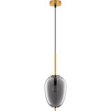 Lampa wisząca szklana glamour Tamo 15,8cm szkło dymione / złoty mosiądz