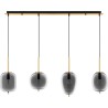 Tamo 110cm smoked glass&amp;golden brass 4-light glass pendant lamp on track