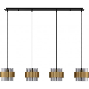 Nanno IV 110cm smoked glass&amp;brass glamour glass pendant lamp on bar