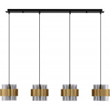 Lampa wisząca szklana glamour na listwie Nanno IV 110cm szkło dymione / mosiądz