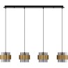 Nanno IV 110cm smoked glass&amp;brass glamour glass pendant lamp on bar