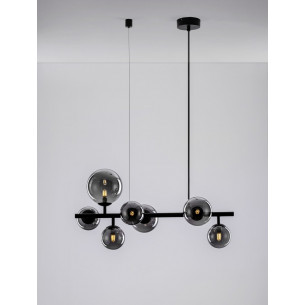 Nerro VII smoked glass&amp;black modern pendant lamp with glass spheres