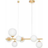 Lampa wisząca glamour szklane kule Nerro VII 65cm opal / złoty