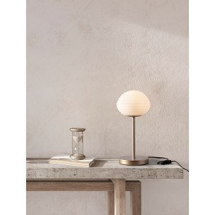 Nella 24cm milky glass with texture&amp;matt gold glass bedside lamp