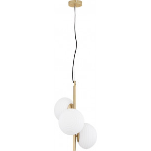 Nella 32.5cm milky glass with texture&amp;matt gold 3-light glass pendant lamp