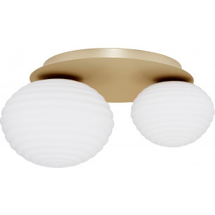 Nella 45cm milky glass with texture&amp;matt gold glass 2-light ceiling lamp