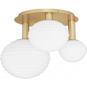 Nella 53.5cm milky glass with texture&amp;matt gold glass 3-light ceiling lamp