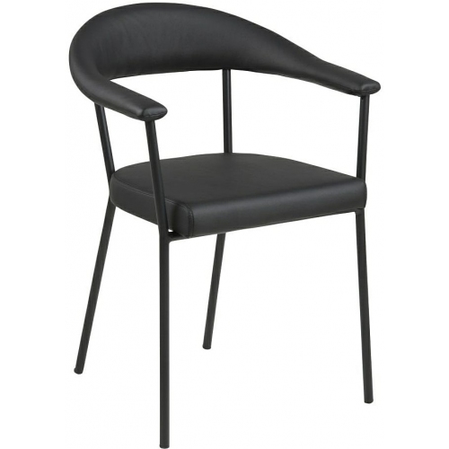 Ava black faux leather chair with armrests Actona