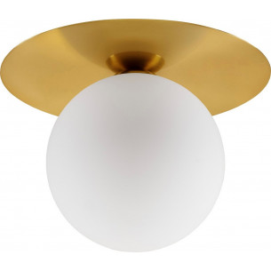 Thoros 23cm opal&amp;gold glass globe ceiling lamp