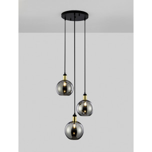 Lampa wisząca szklana kula Luxes III 30cm szkło dymione z efektem lustra