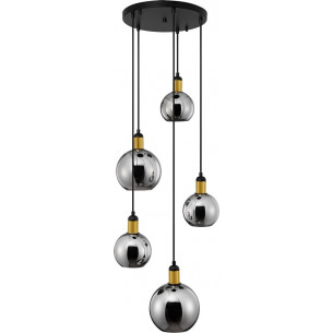 Lampa wisząca szklana kula Luxes V 50cm szkło dymione z efektem lustra