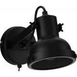 Sidero black matt industrial wall lamp with switch