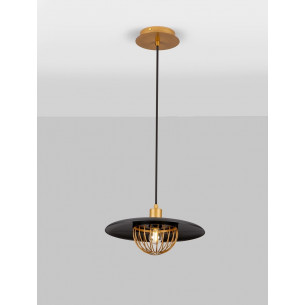 Lampa wisząca loft Ted 33cm czarny / złoty mosiądz