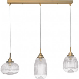 Tripsi III 76.5cm transparent&amp;golden brass vintage glass pendant lamp on bar