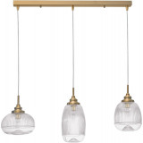 Lampa wisząca szklana vintage na listwie Tripsi III 76,5cm przeźroczysty / złoty mosiądz