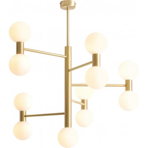 Flare XI white&amp;brass glass globes ceiling lamp Aldex