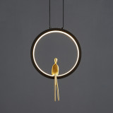 Amici LED 27cm black&brass round decorative pendant lamp Step Into Design