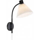 Mira white&amp;black wall lamp with pleated shade Markslojd