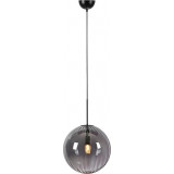 Lampa wisząca szklana kula Fengari 35cm szary dymiony / czarny Markslojd