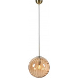 Lampa wisząca szklana kula Fengari 35cm bursztynowy / antyczny mosiądz Markslojd