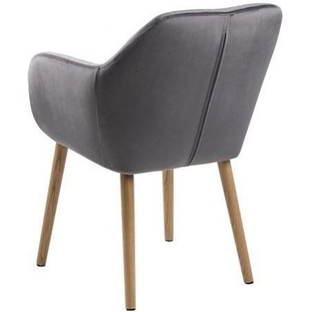 Emilia dark grey&amp;oak velvet chair with armrests Actona