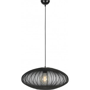 Stylowe lampy boho - Lampa wisząca z abażurem Florence 60cm czarna Markslojd, idealna do salonu, sypialni czy kuchni