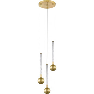 Mida 31cm brushed brass&amp;golden glass pendant lamp with 3 glass spheres ZumaLine