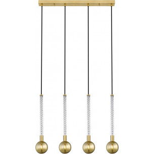 Mida 71cm brushed brass&amp;golden glass pendant lamp with 4 glass spheres ZumaLine