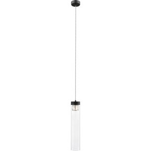 Lampa wisząca szklana tuba glamour Gem 11cm przeźroczysty / czarny ZumaLine