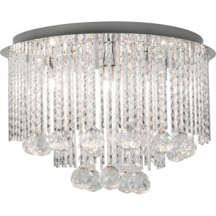 Sitano 40cm silver&amp;transparent Round ceiling lamp with hanging crystals ZumaLine