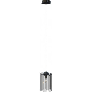 Nira 16cm black chrome&amp;smoked glass glass pendant lamp ZumaLine