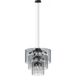 Nira 56cm black chrome&amp;smoked glass glass pendant lamp ZumaLine