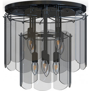 Nira 43cm black chrome&amp;smoked glass glass ceiling lamp ZumaLine