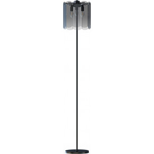 Lampa podłogowa szklana Nira 30cm czarny chrom /szkło dymione Zumaline