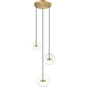 Enceladus LED 47.5cm transparent&amp;gold bronze 3 glass globes pendant lamp ZumaLine