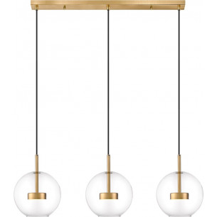 Enceladus LED 84cm transparent&amp;golden brown pendant lamp with 3 glass spheres ZumaLine